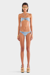 Denim Side Tie Bikini Brief - Washed Denim