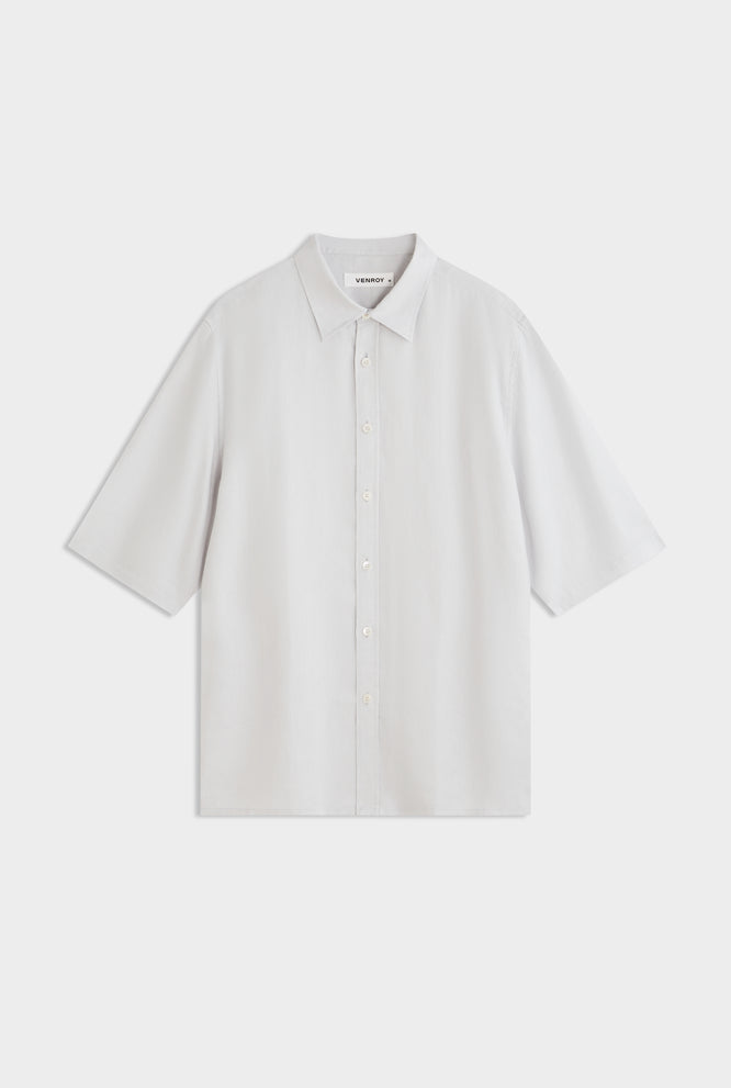Mid Sleeve Linen Shirt - Dusk Blue