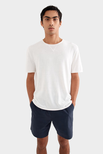 Rolled Edge Cotton Knit T-Shirt - Off White