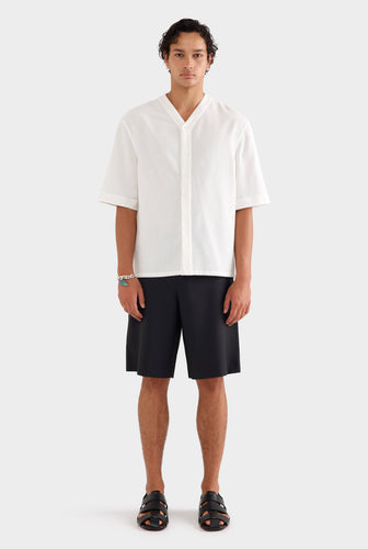 Short Sleeve V Neck Shirt - Off White
