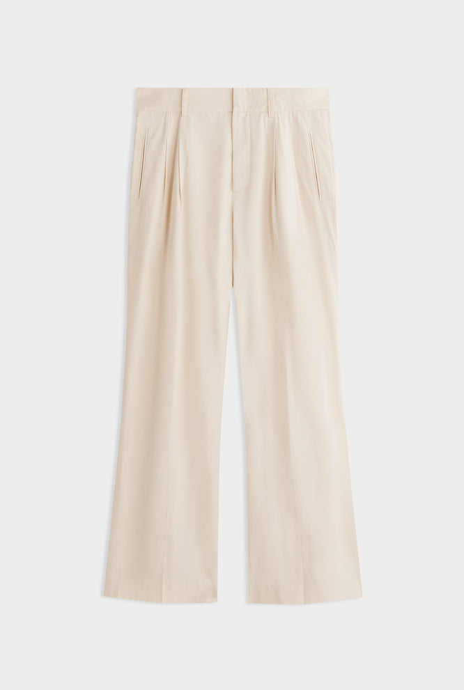 Tailored Pleat Trouser - Cream