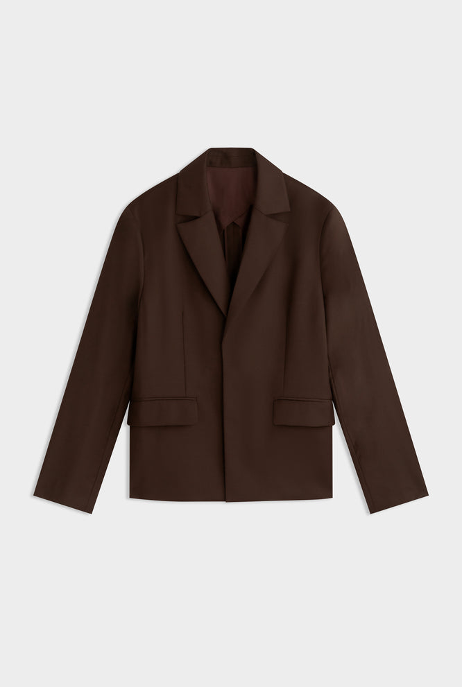 Tailored Wool Suit Jacket - Brown