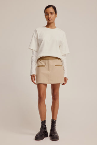 Contrast Mini Skirt - Beige