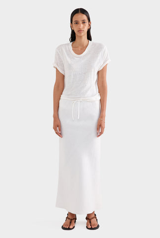 Drawstring Bias Skirt - White
