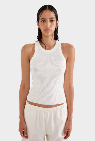 Fitted Rib Tank - Off White