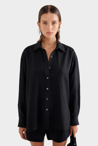 Oversized Linen Shirt - Black