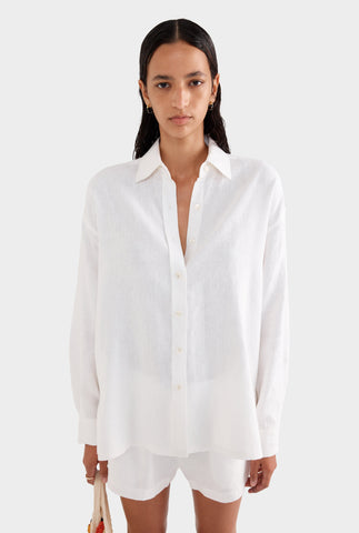 Oversized Linen Shirt - White