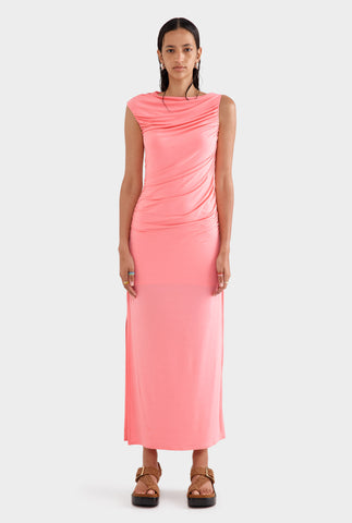 Ruched Jersey Dress - Dahlia Pink