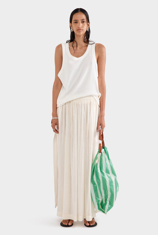 Silk Linen Maxi Skirt - Off White