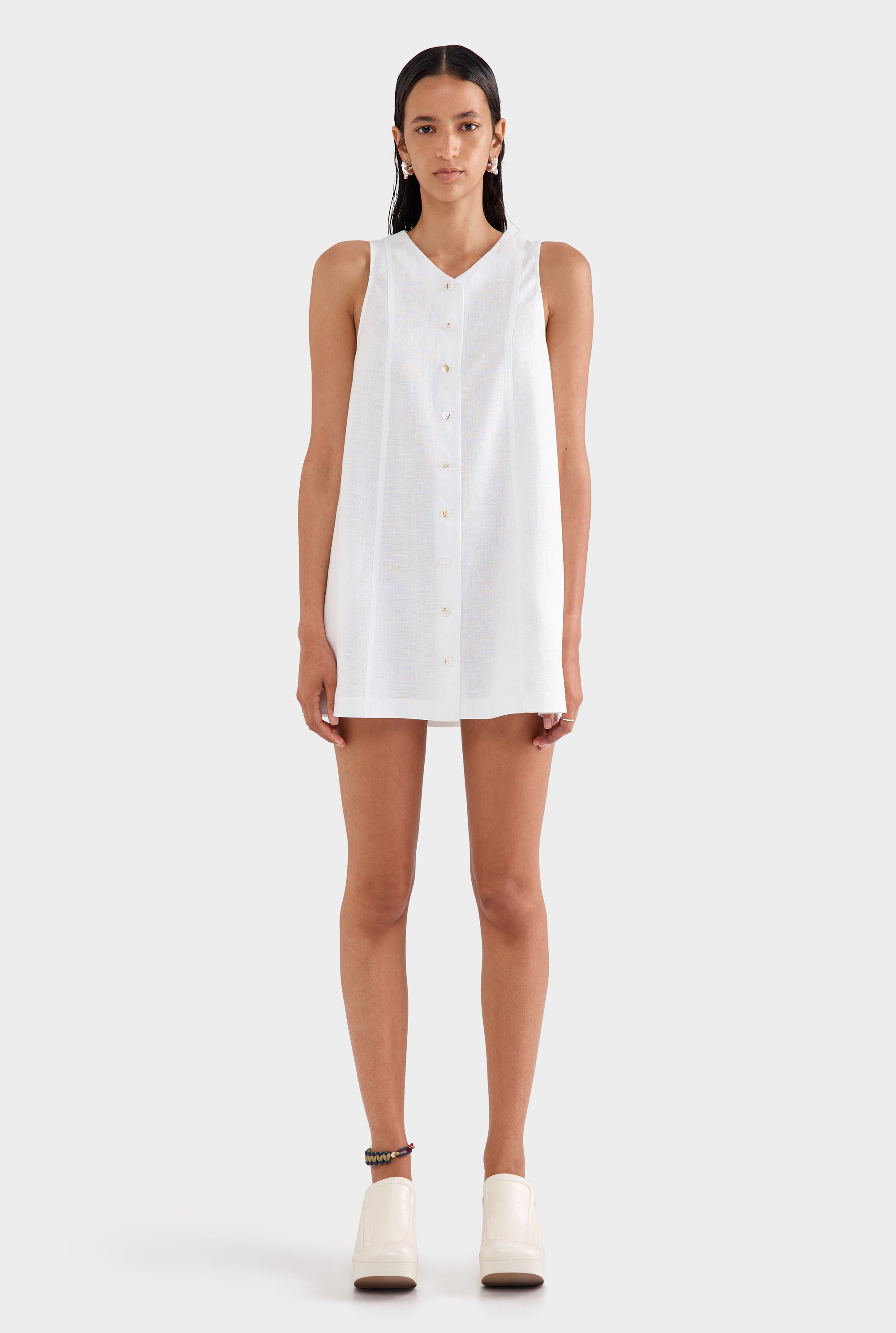 Linen A-Line Dress - Off White