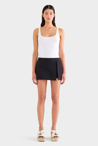 Low Rise Cotton Skort - Black