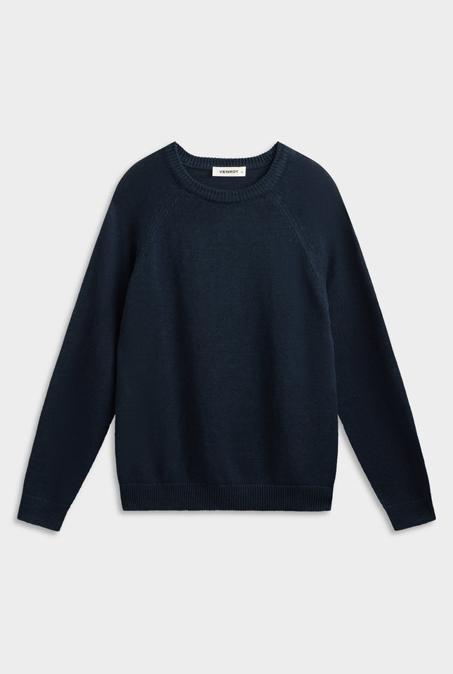 Linen Raglan Sweater - Navy