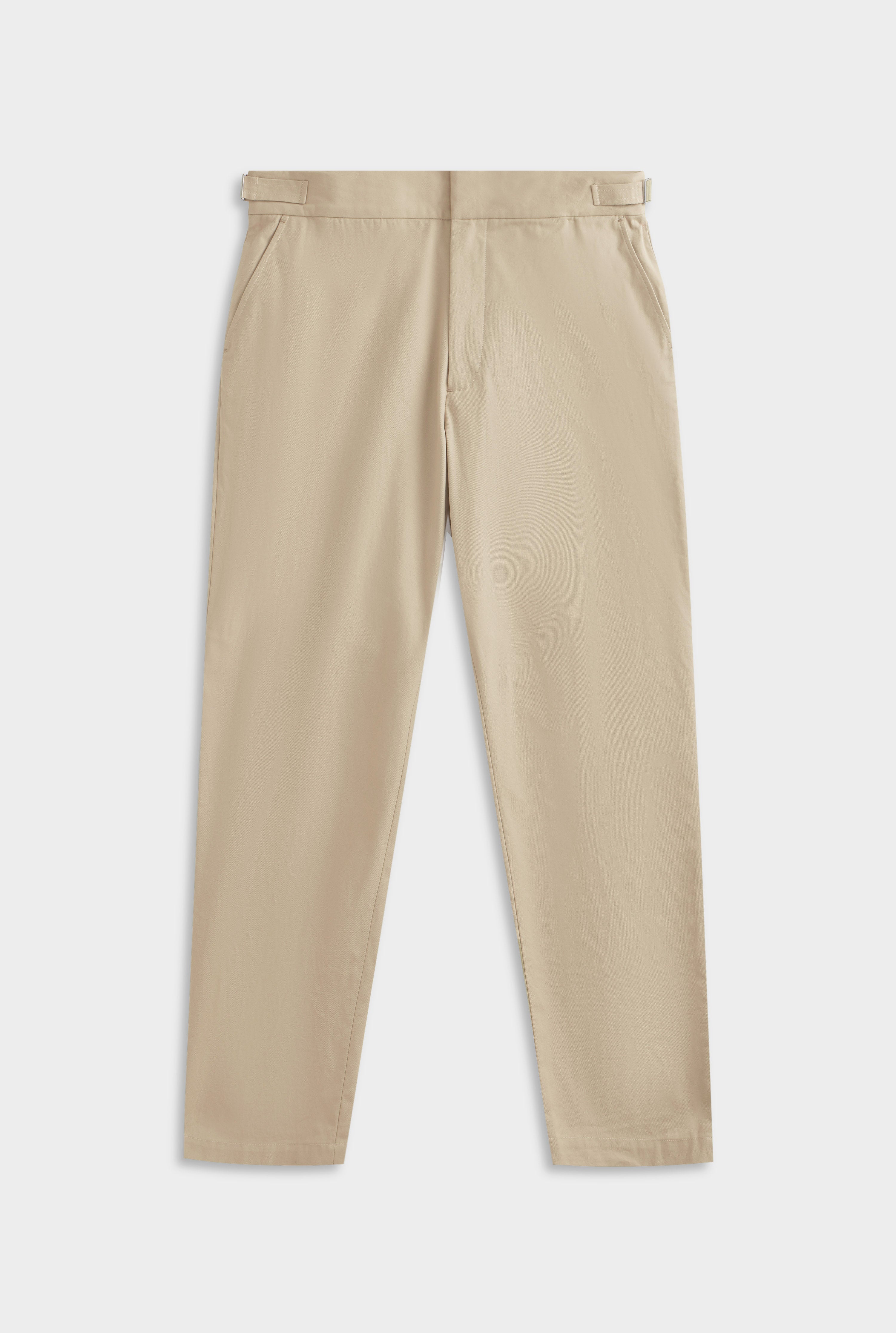 Classic Cotton Side Tab Trouser - Pale Khaki