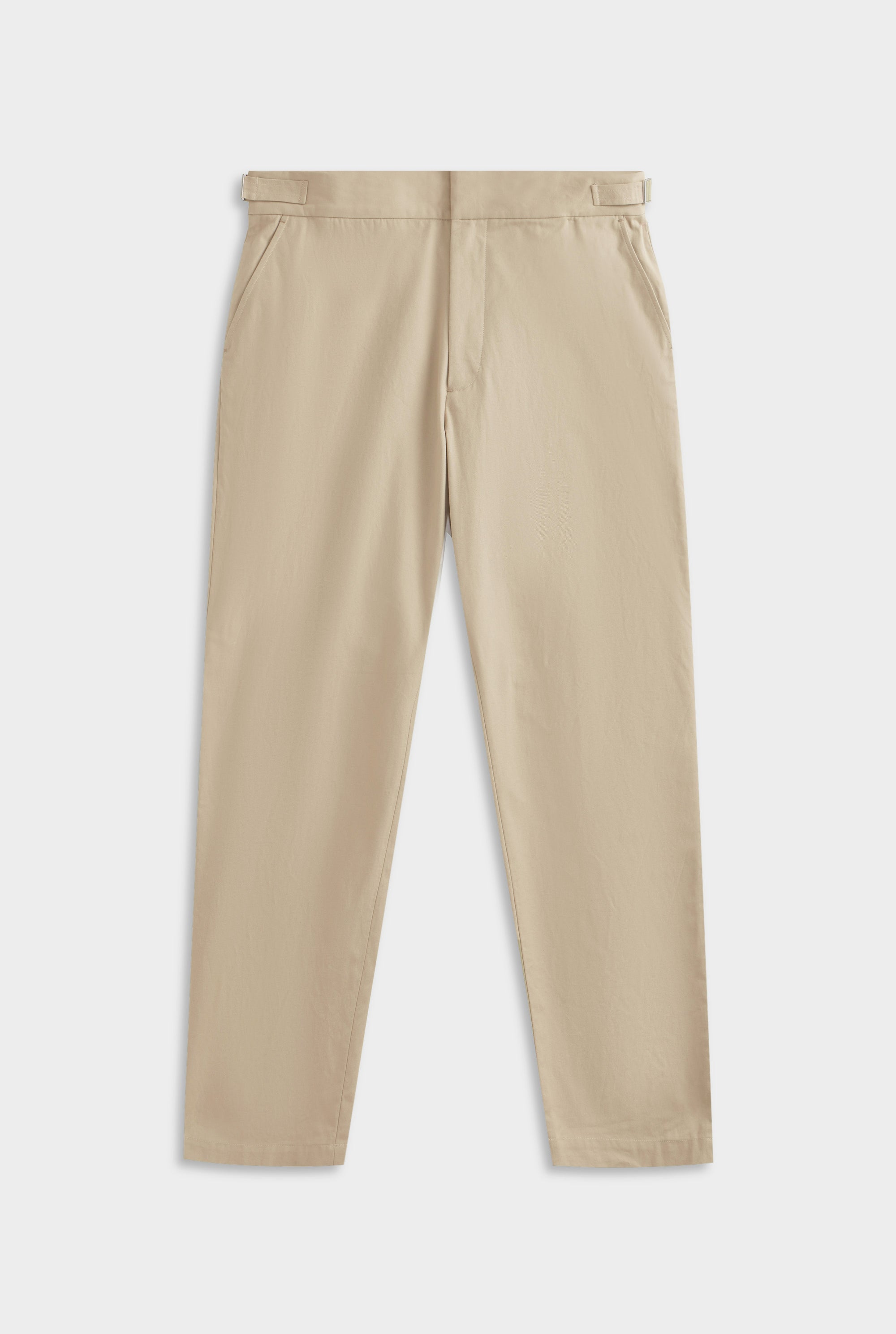 Classic Cotton Side Tab Trouser - Pale Khaki