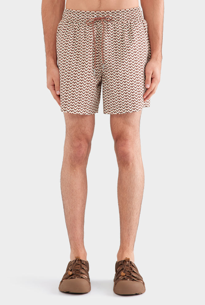 Printed Swim Short - Blue/Red BAM