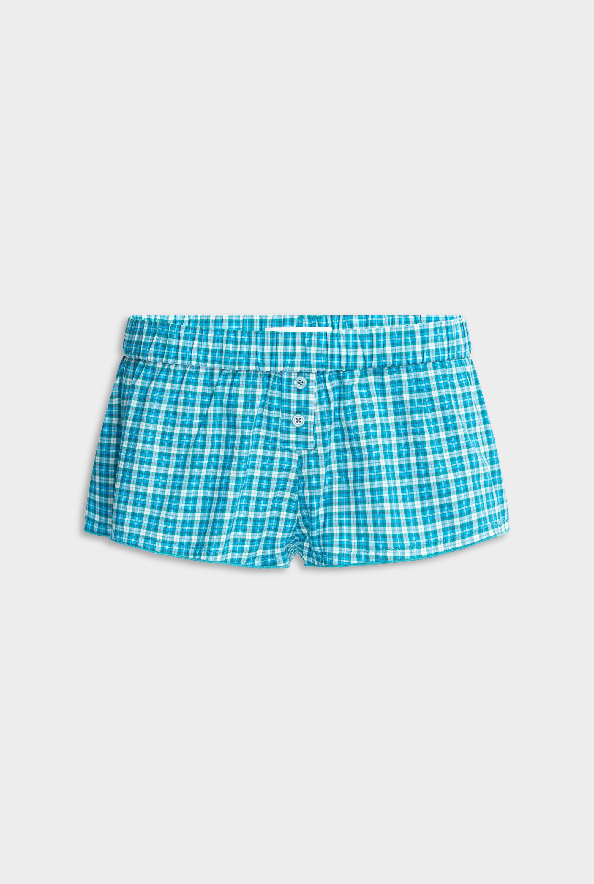Low Rise Mini Boxer Short - Teal Check