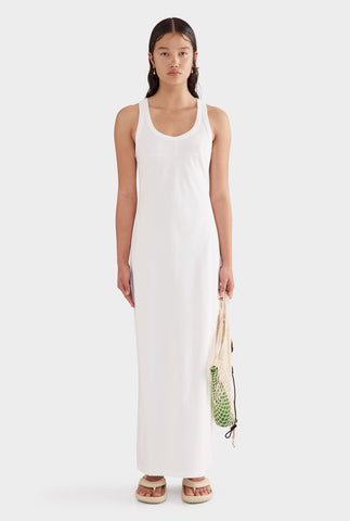 Fitted Jersey Tank Dress - Off White