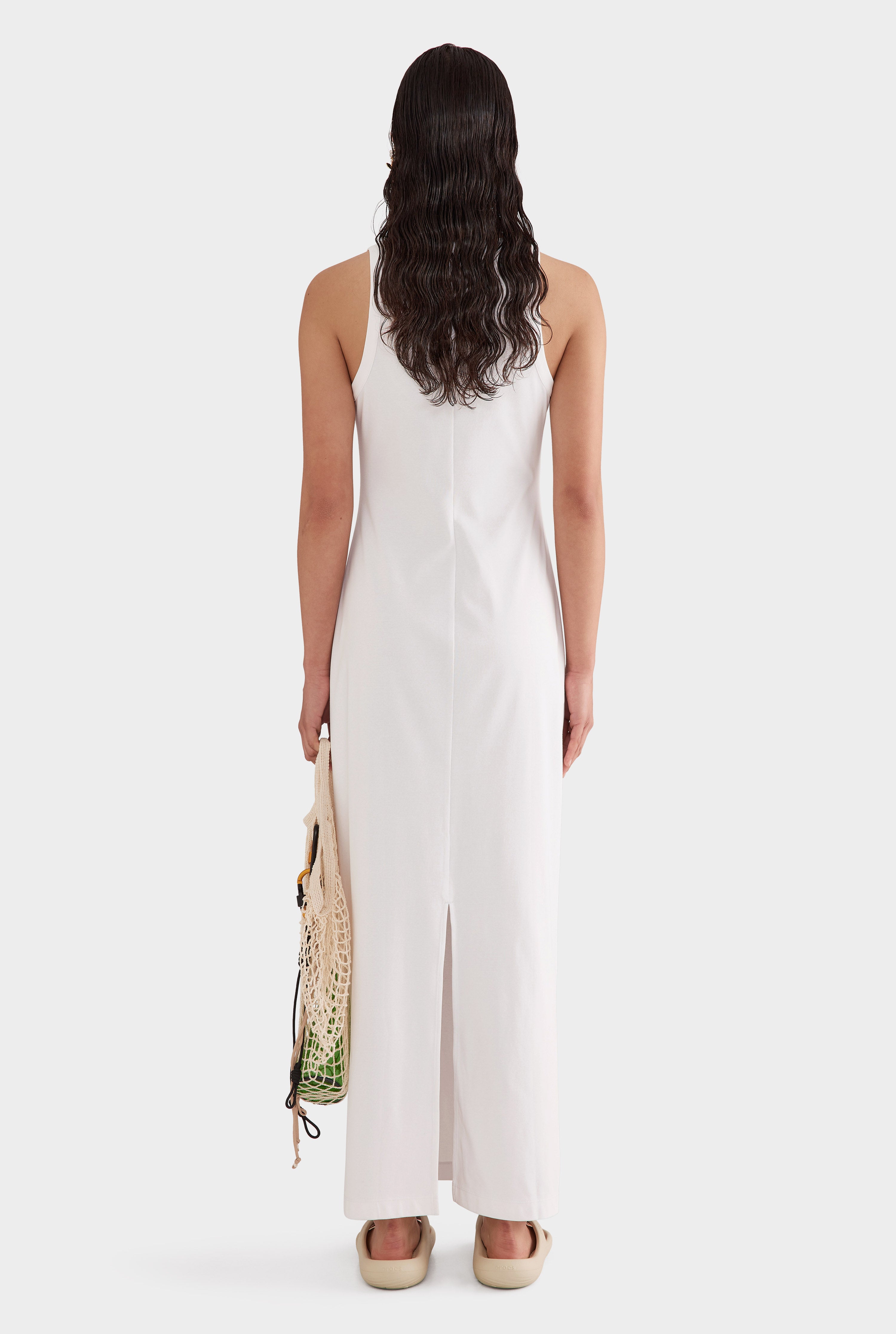 Fitted Jersey Tank Dress - Off White