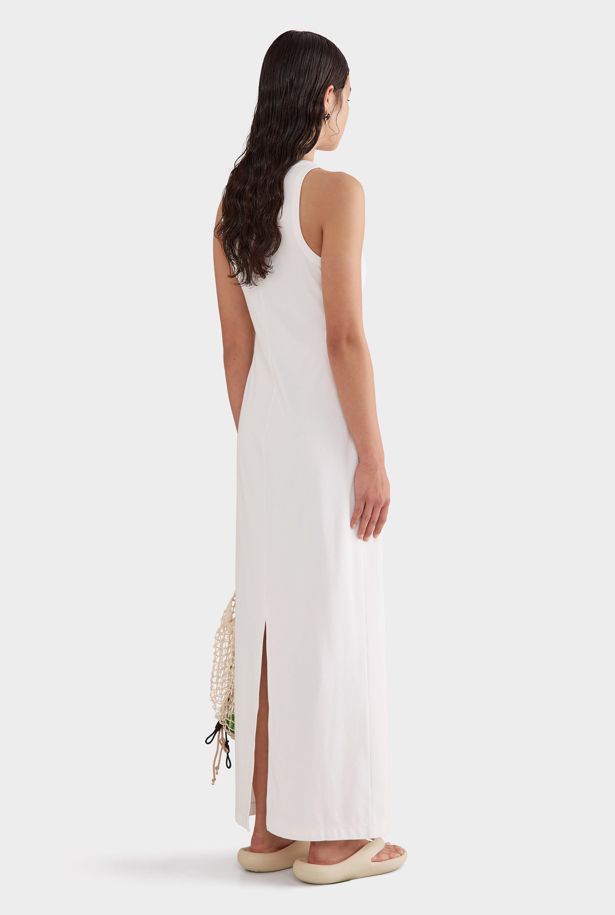 Fitted Jersey Tank Dress - Off White