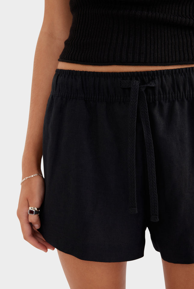 High Waisted Lounge Shorts - Black