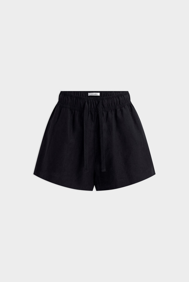 High Waisted Lounge Shorts - Black