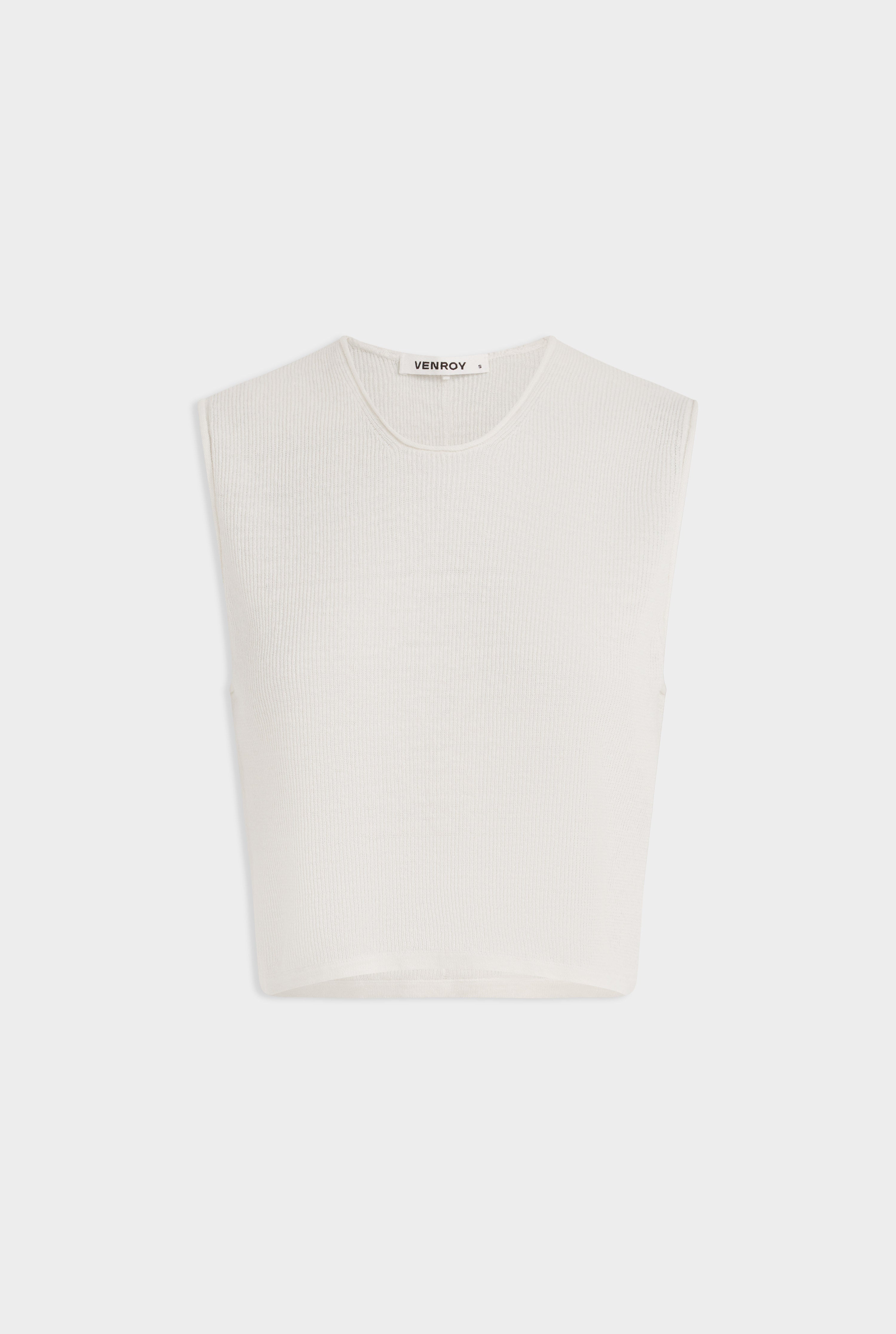 Rib Knitted Cropped Tank - Off White
