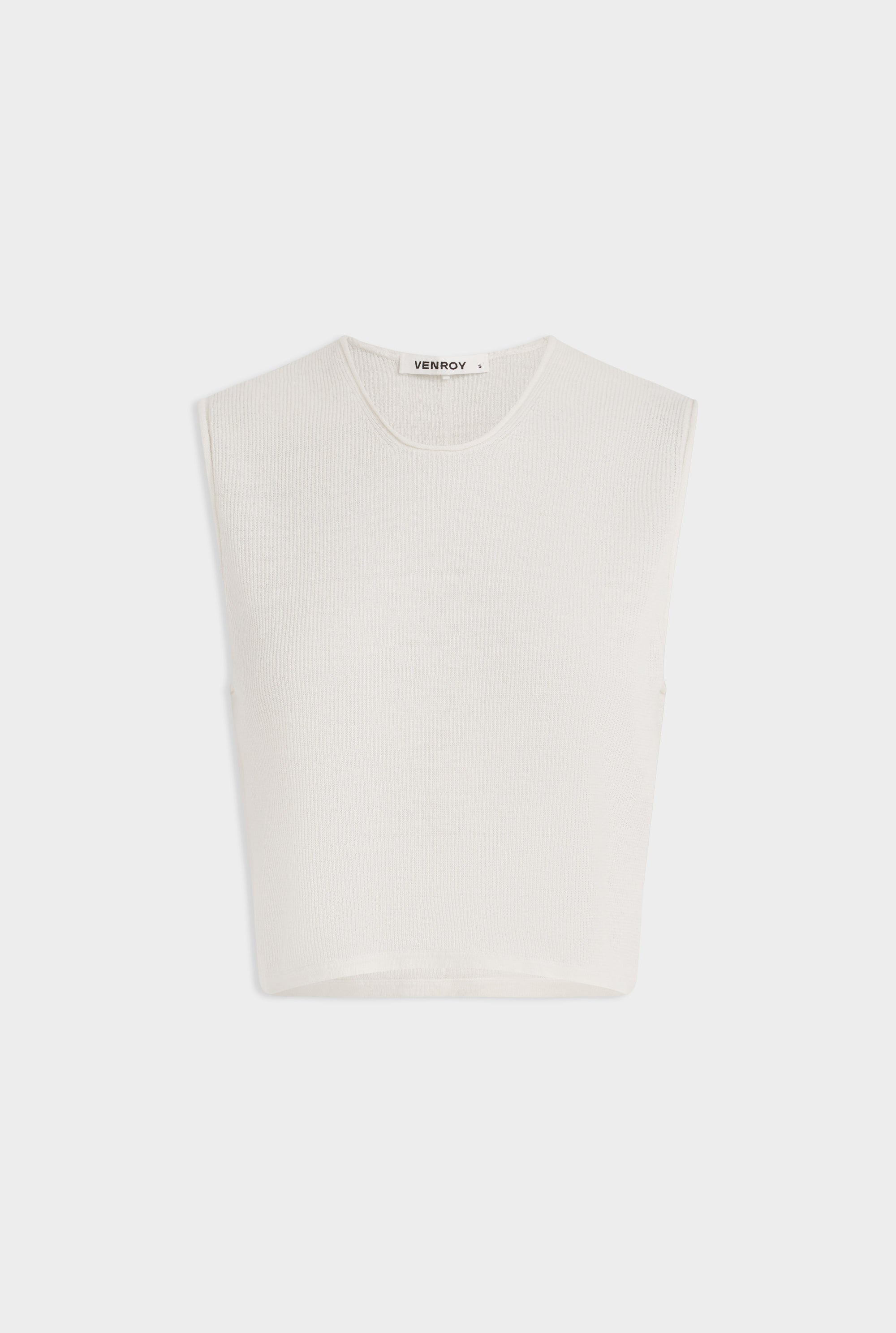 Rib Knitted Cropped Tank - Off White