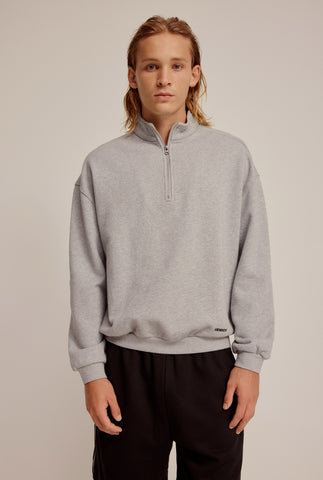 Heavyweight Track Sweater - Grey Marl