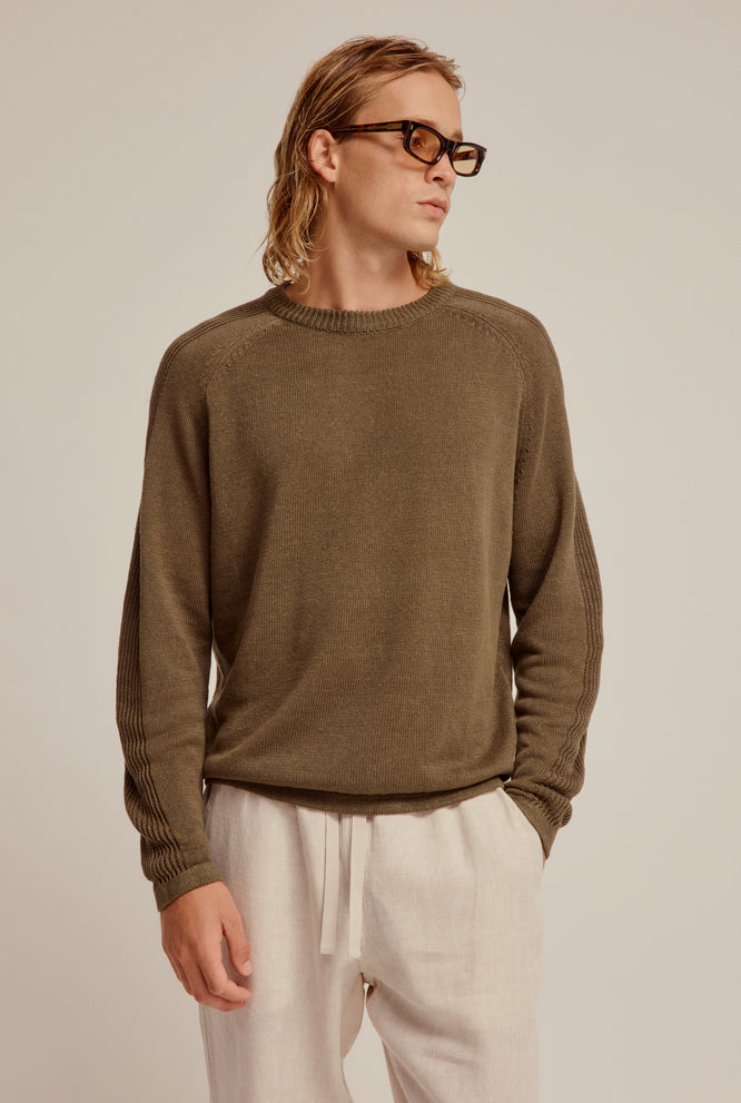 Linen Raglan Sweater - Eucalyptus