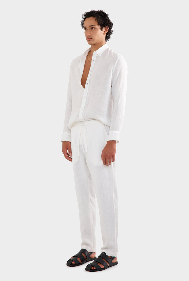 Linen Lounge Pant - White (New SKU)