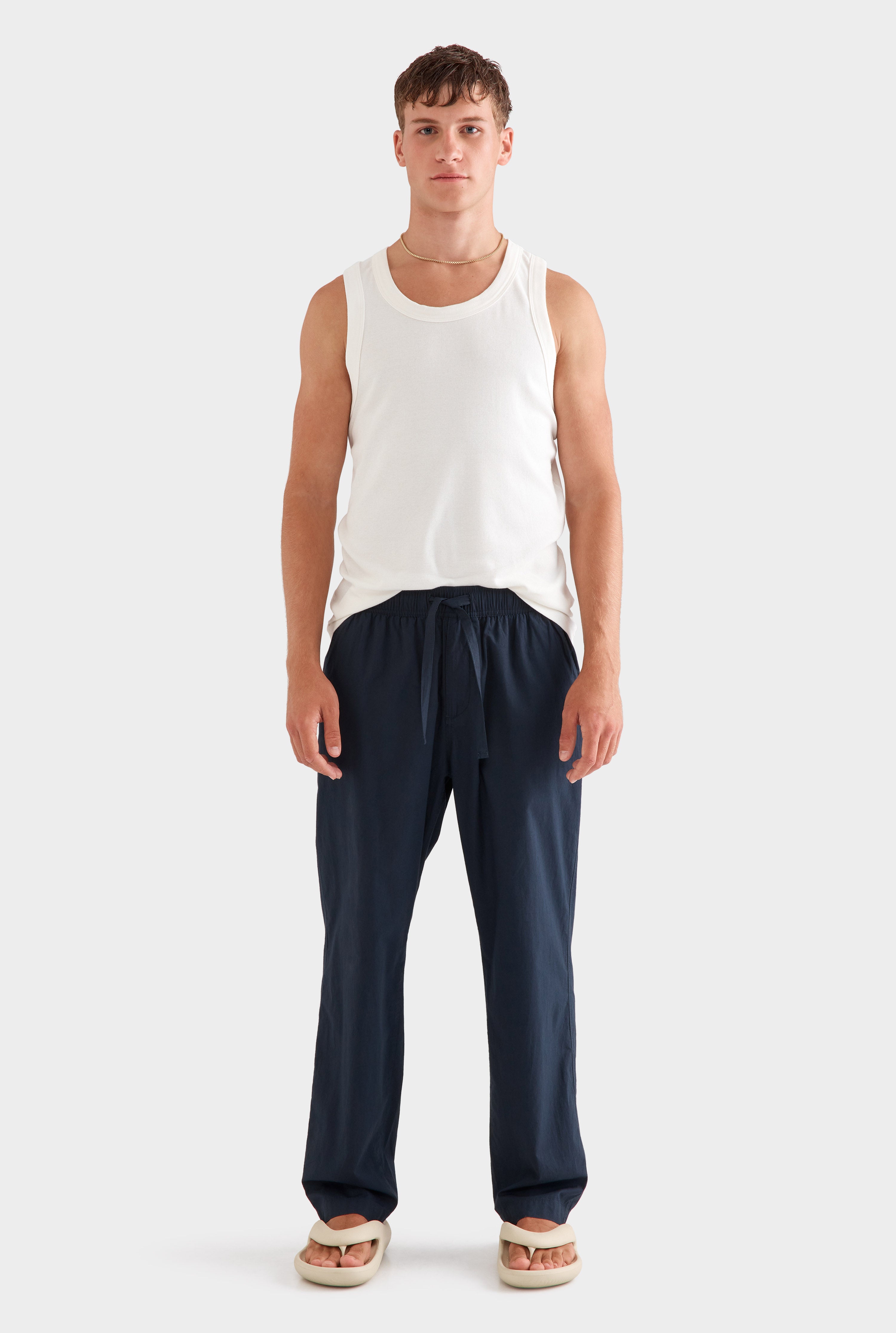 Relaxed Poplin Pant - Navy