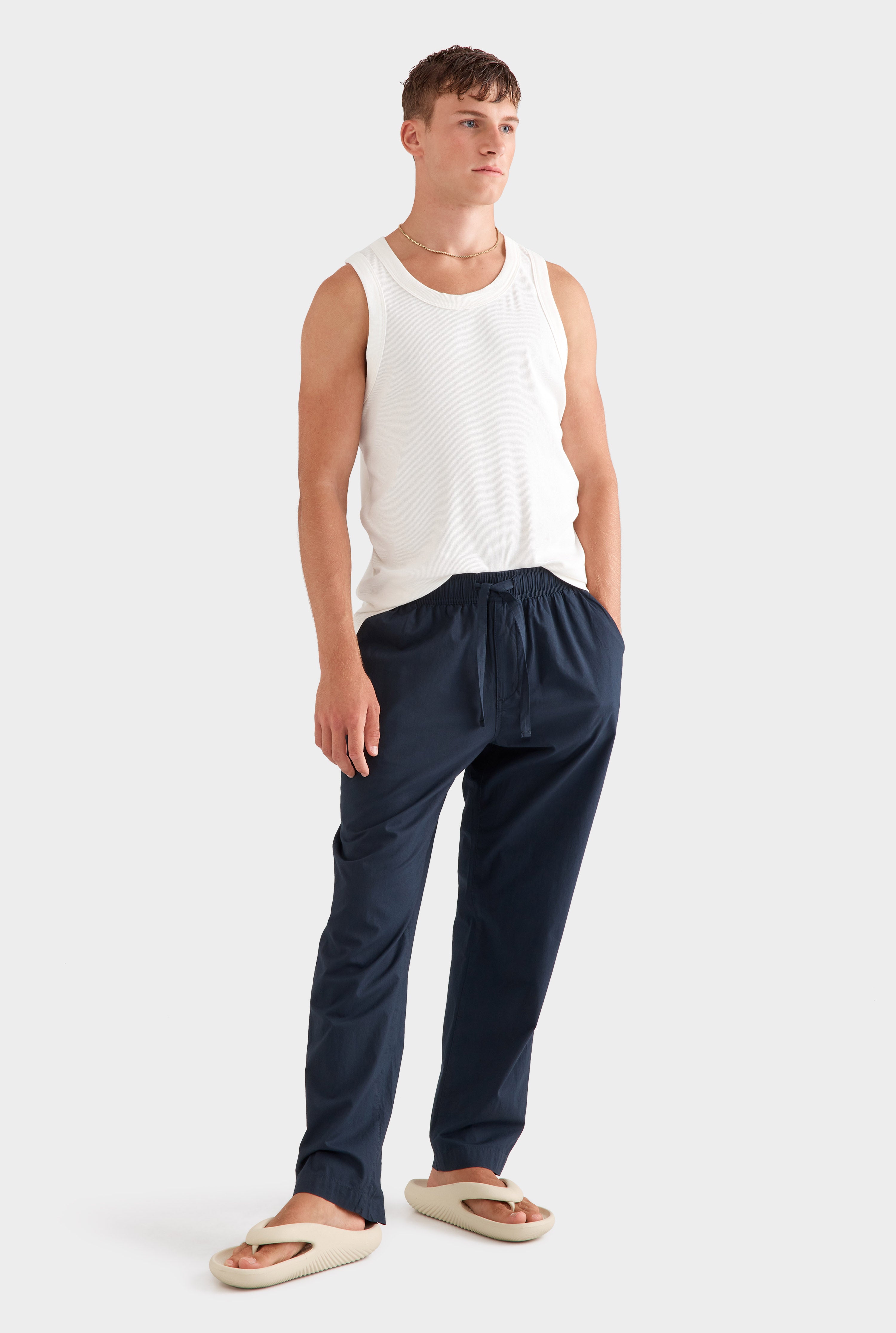 Relaxed Poplin Pant - Navy