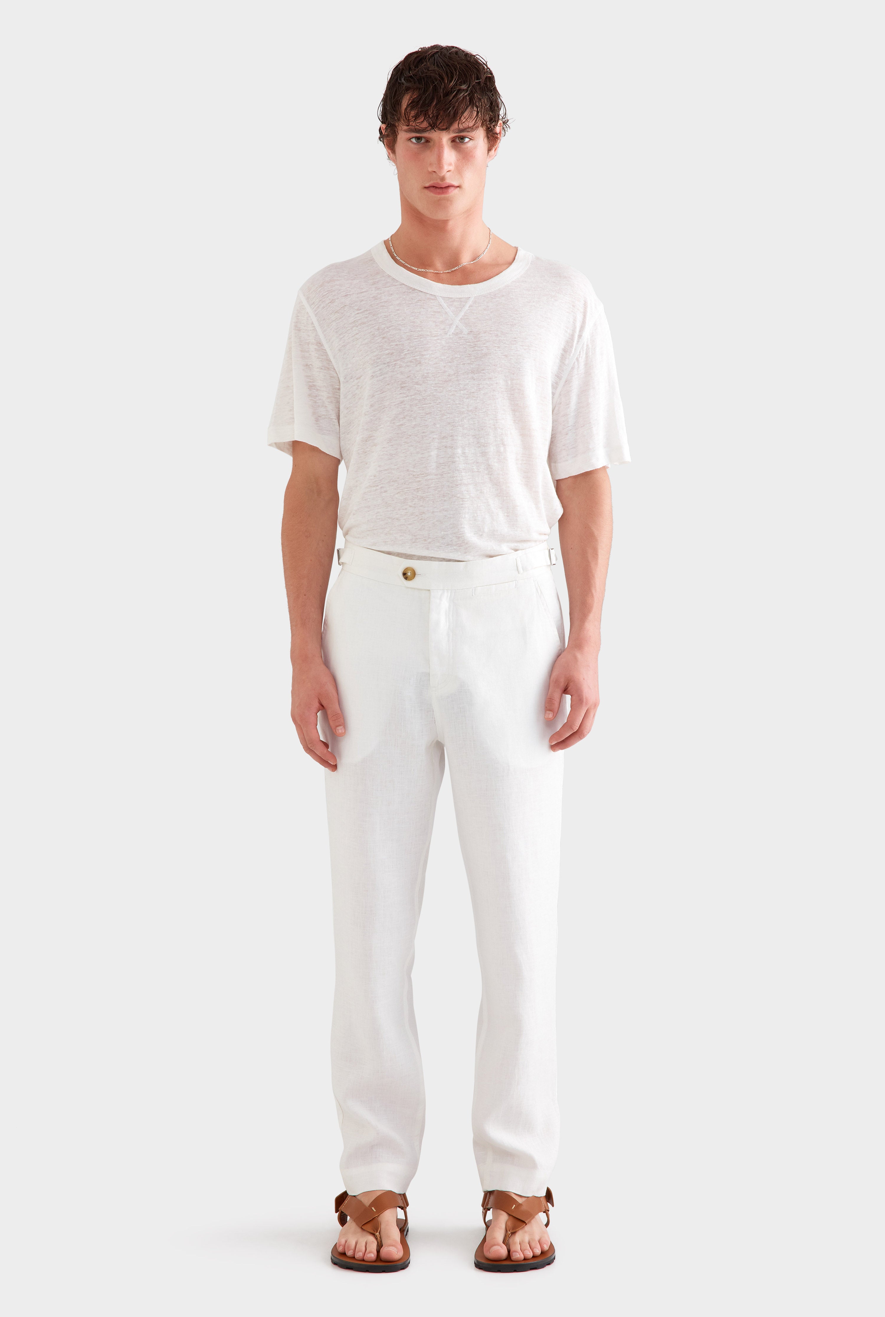 Side Tab Trouser -  White