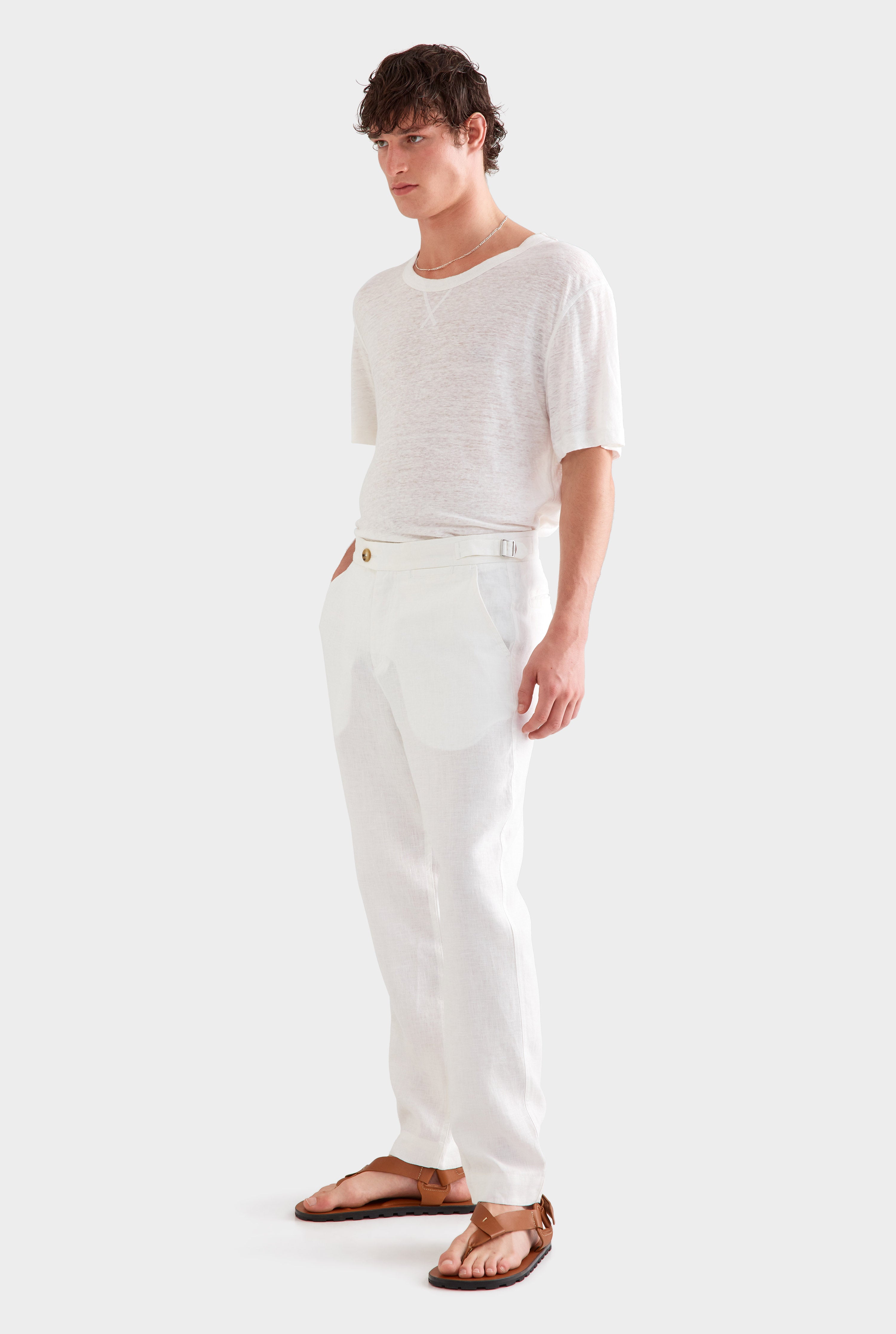 Side Tab Trouser -  White