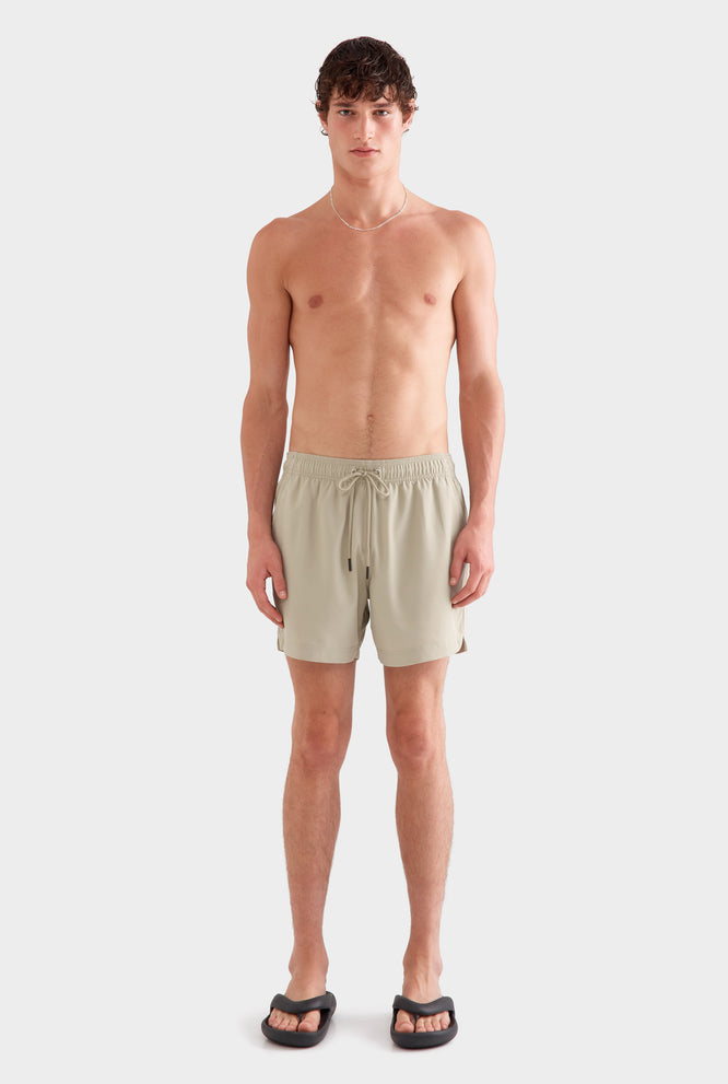 Solid Stretch Swim Short -  Amber Yellow/Cream