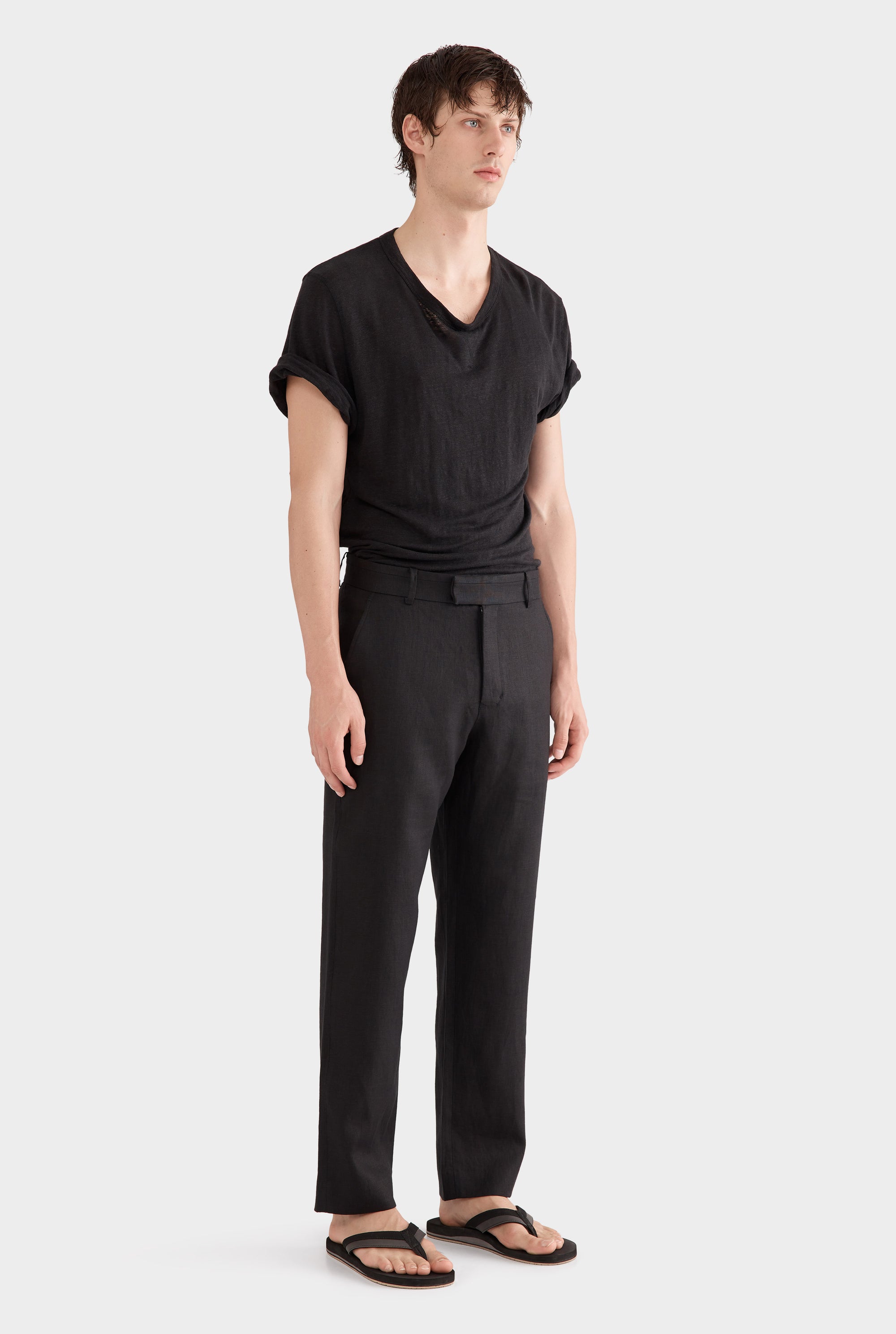 Tailored Linen Trouser - Black