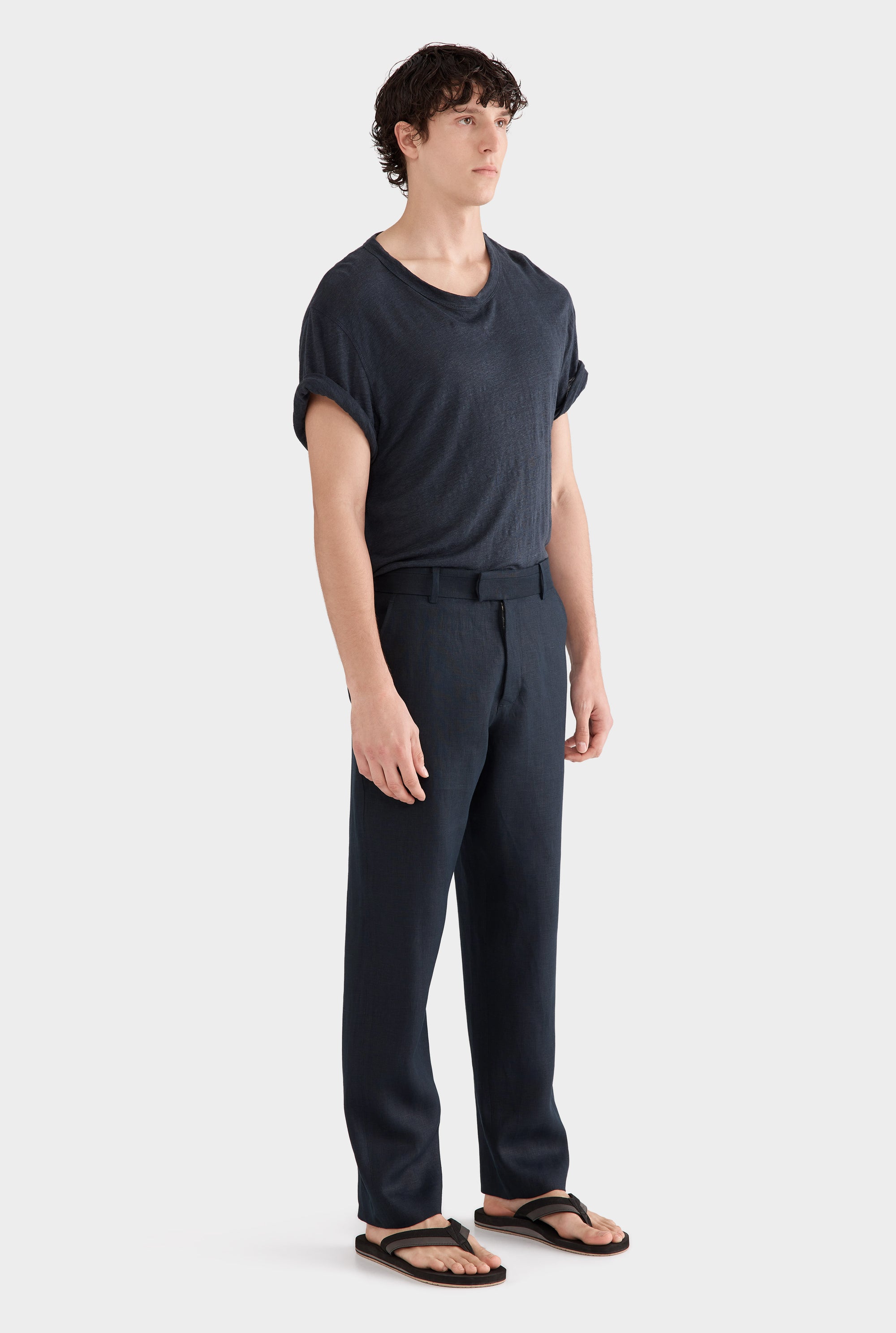 Tailored Linen Trouser - Navy