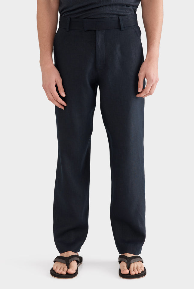 Tailored Linen Trouser - Navy