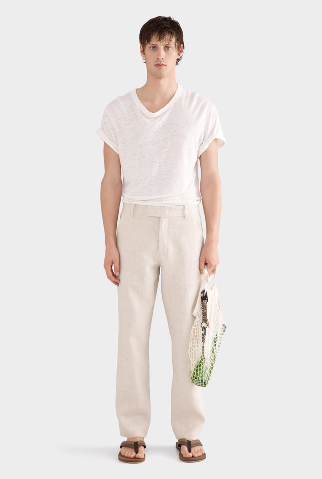 Tailored Linen Trouser - Sand