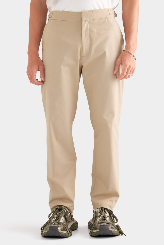 Classic Cotton Side Tab Trouser - Navy