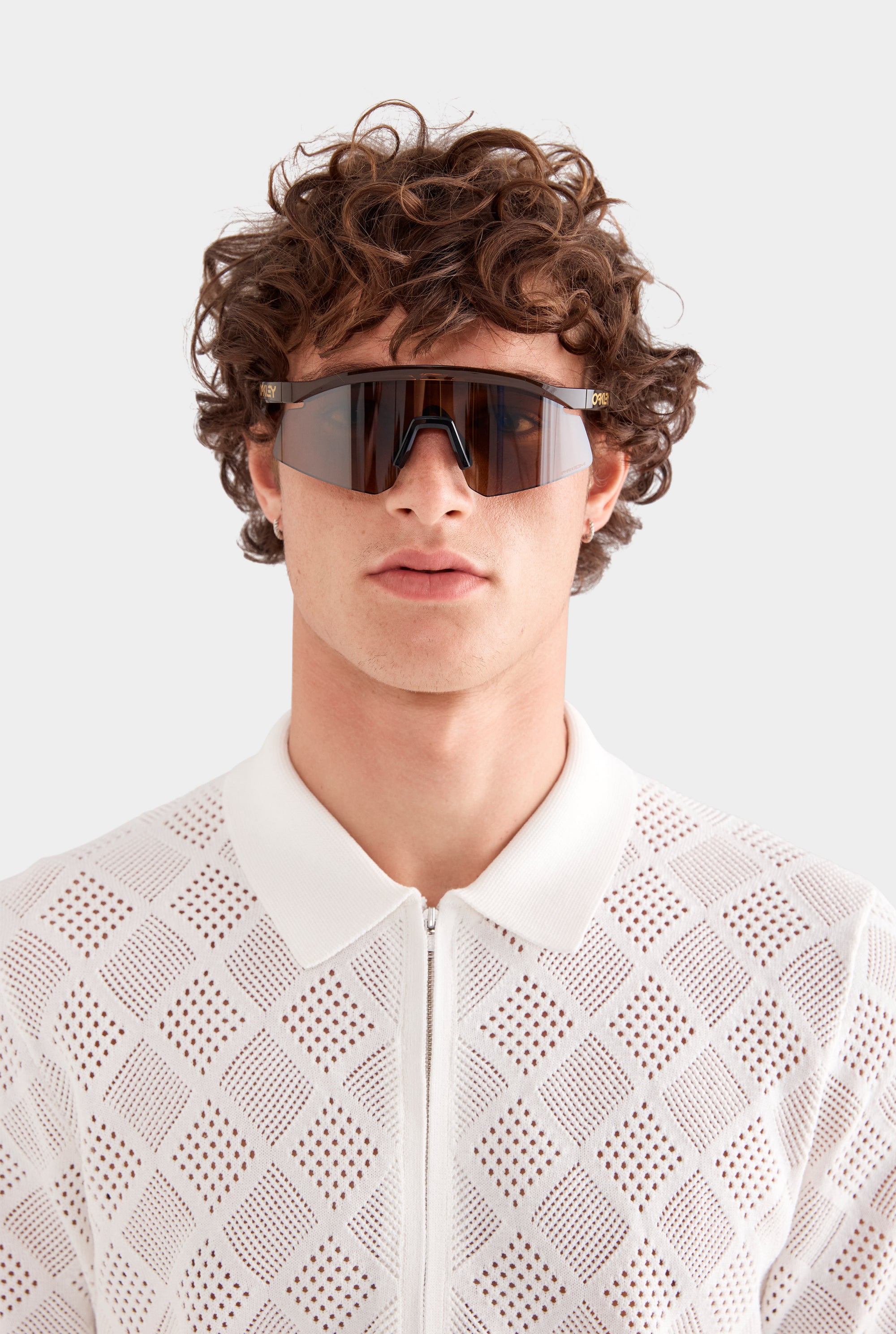 Diamond Zip Knit Cotton Shirt - Off White
