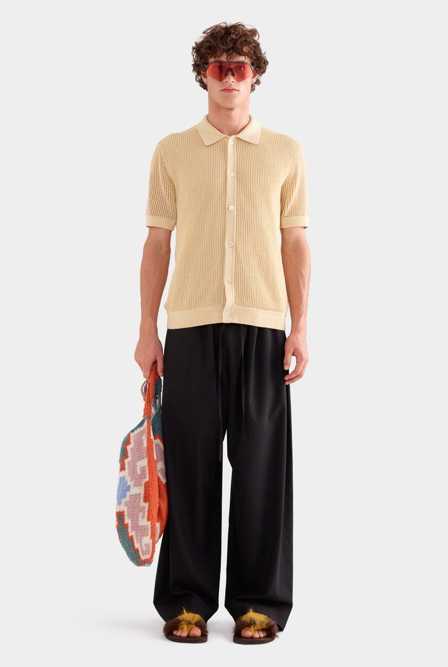 Double Layer Knit Shirt - Dusty Yellow