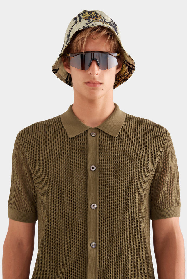 Double Layer Knit Shirt - Military Olive