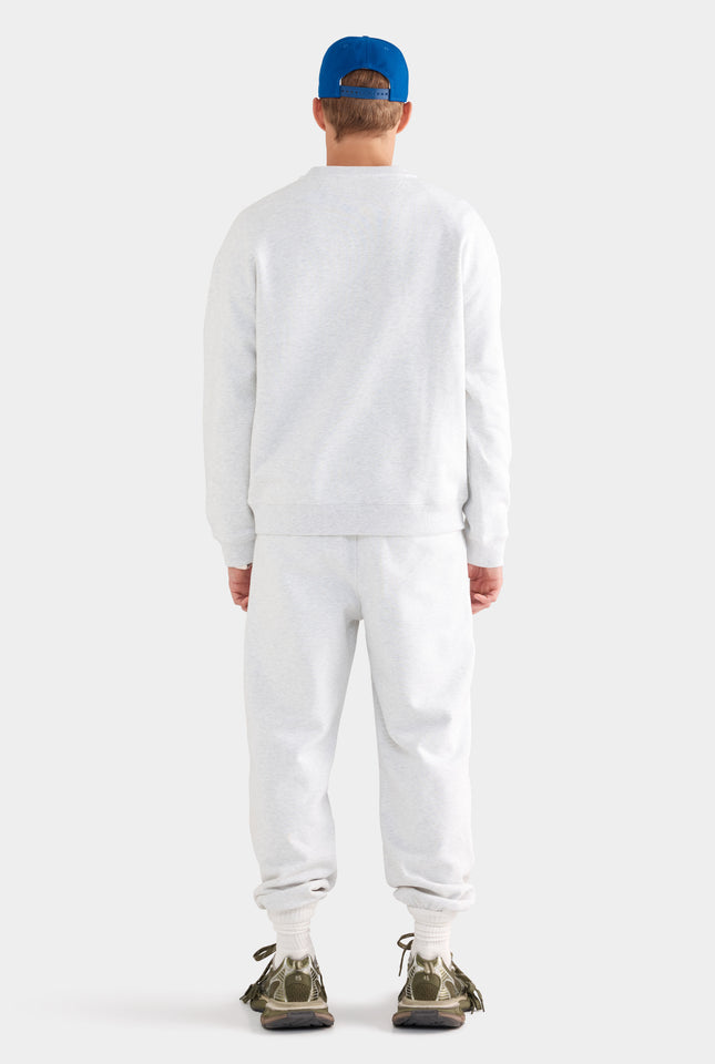 Fleece Track Crewneck - Light Grey Marl