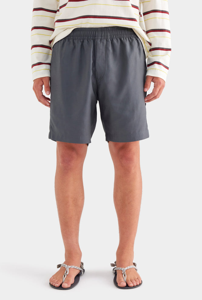 Tencel Lounge Short - Chocolate/Bright Blue