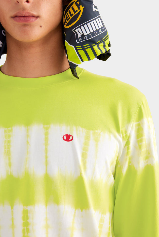 Long Sleeve Tie Dye T Shirt - Chartreuse Tie Dye