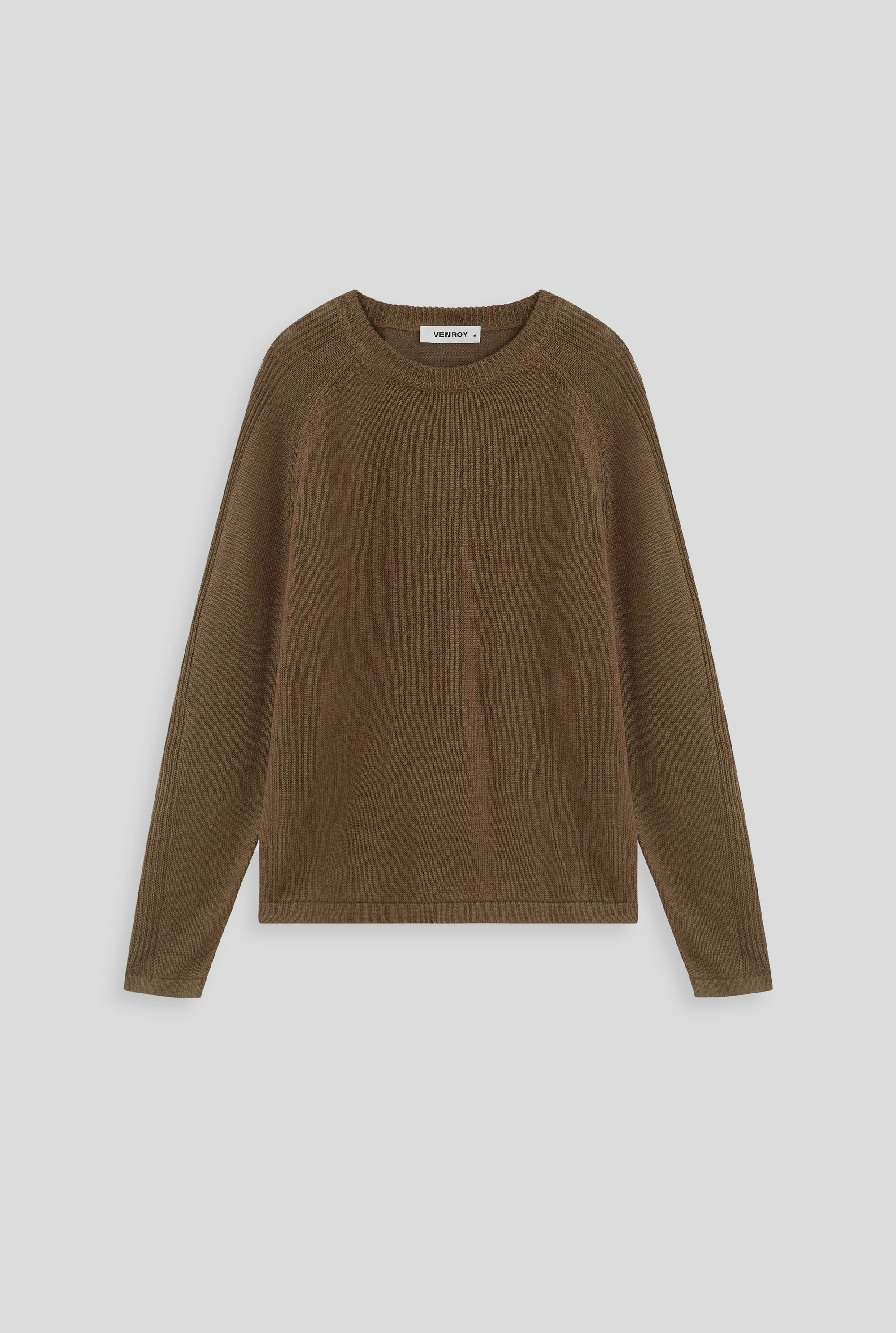 Linen Raglan Sweater - Deep Olive Brown