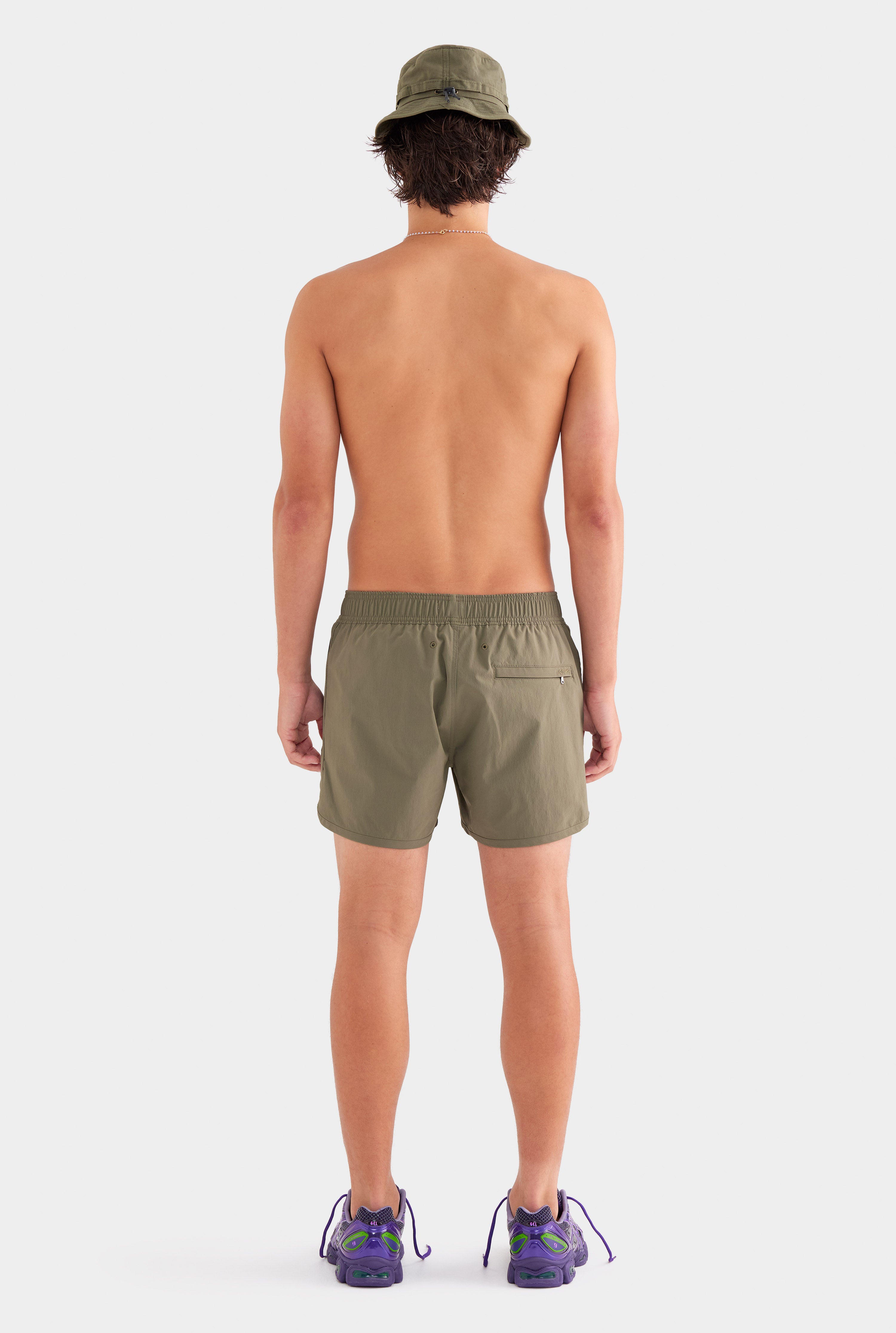 Panelled Stretch Swim Short - Smokey Olive/Black