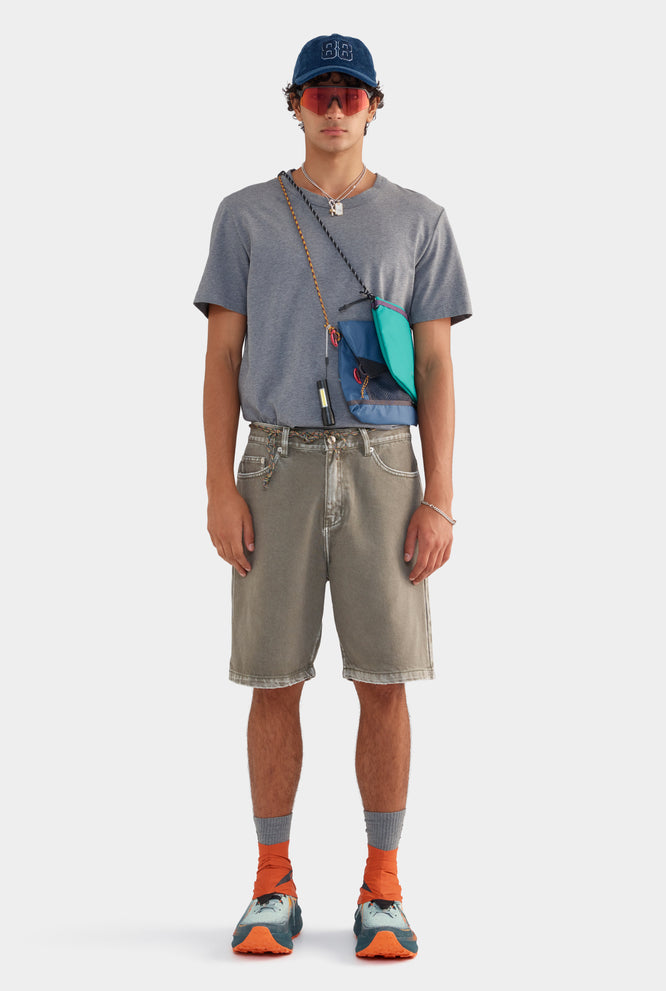 Pigment Dyed Denim Bermuda Shorts - Smokey Olive