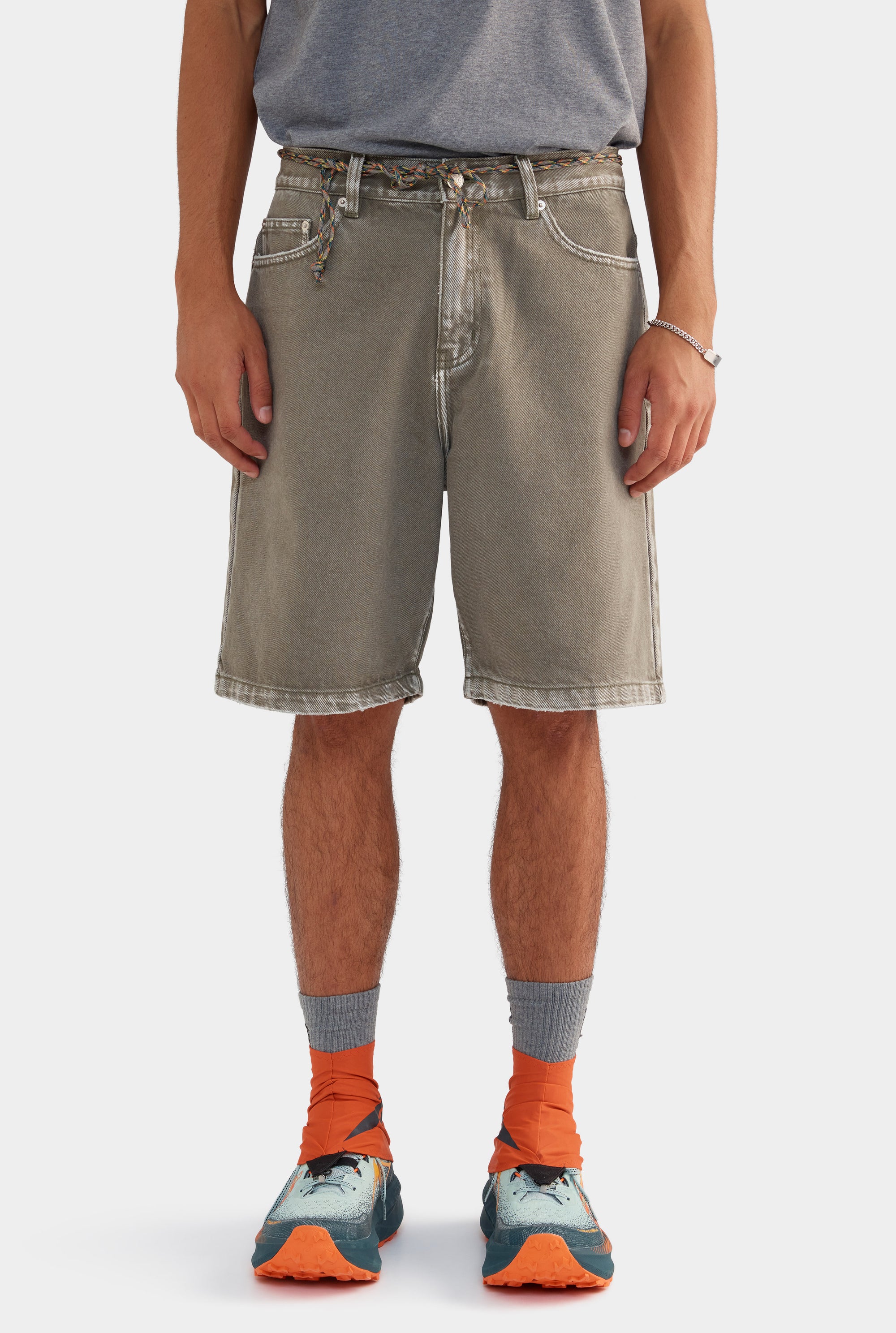Pigment Dyed Denim Bermuda Shorts - Smokey Olive